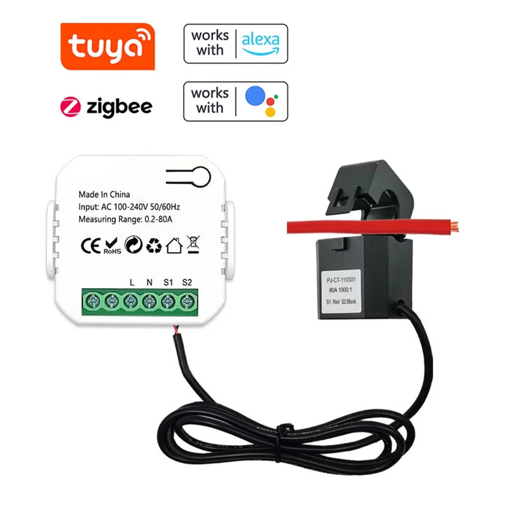 Power KWh Clamp Clamp KWh 80A Clamp Meter KWh Dazzduo Power Compatible Statistics Compatible Meter Monitor Statistics Voice Power Monitor Monitor Electric 80A meter,Statistics