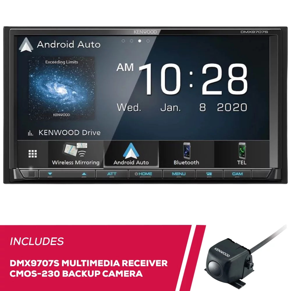 Kenwood Universal Receiver 6.95" and DMX9707S Multimedia Backup CMOS-230 New Camera