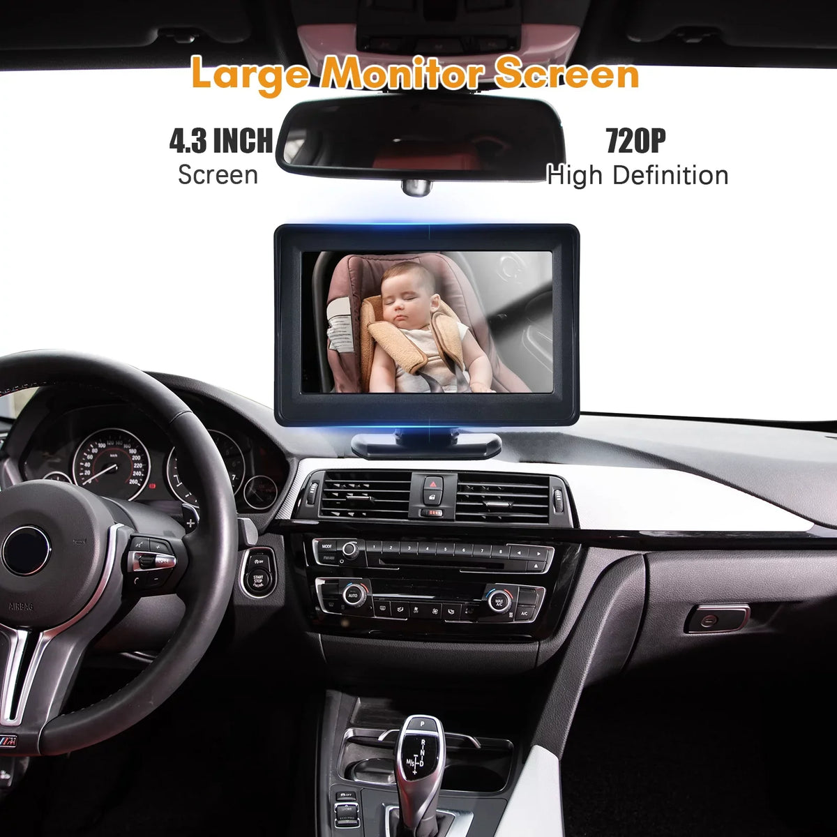 Easy Seat Baby Seat View Wide Car Monitor Vision Car Camera Baby for Night Display Camera Monitor 720P 4.3 Facing Inch Rear Mirror Car Mirror moobody Installation 150° Baby
