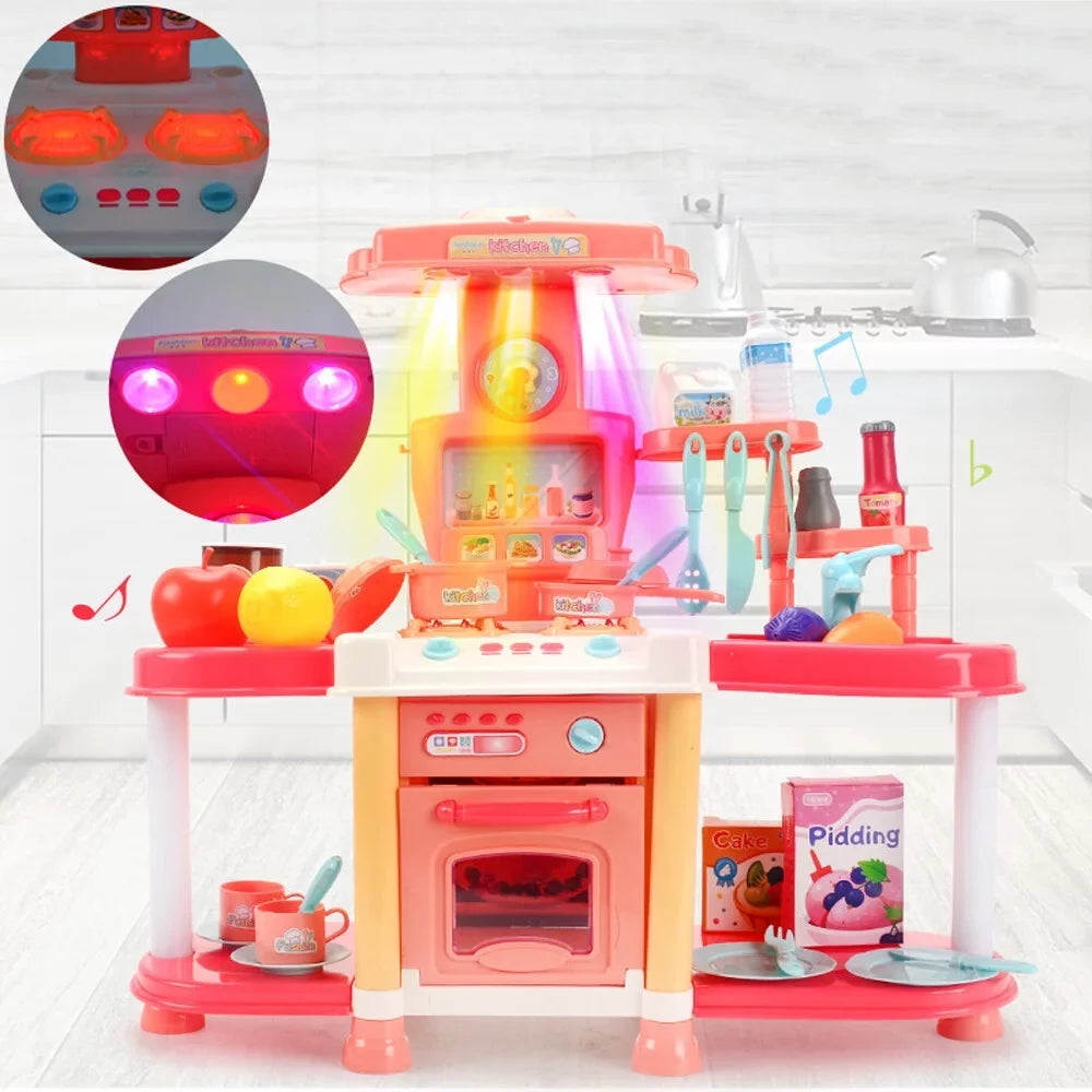 As Electric Kitchen Meal Toddlers And 1-3 Play House Kitchen For Abs Children'S Toy Light Sound Toys Show Pool Puzzle Education