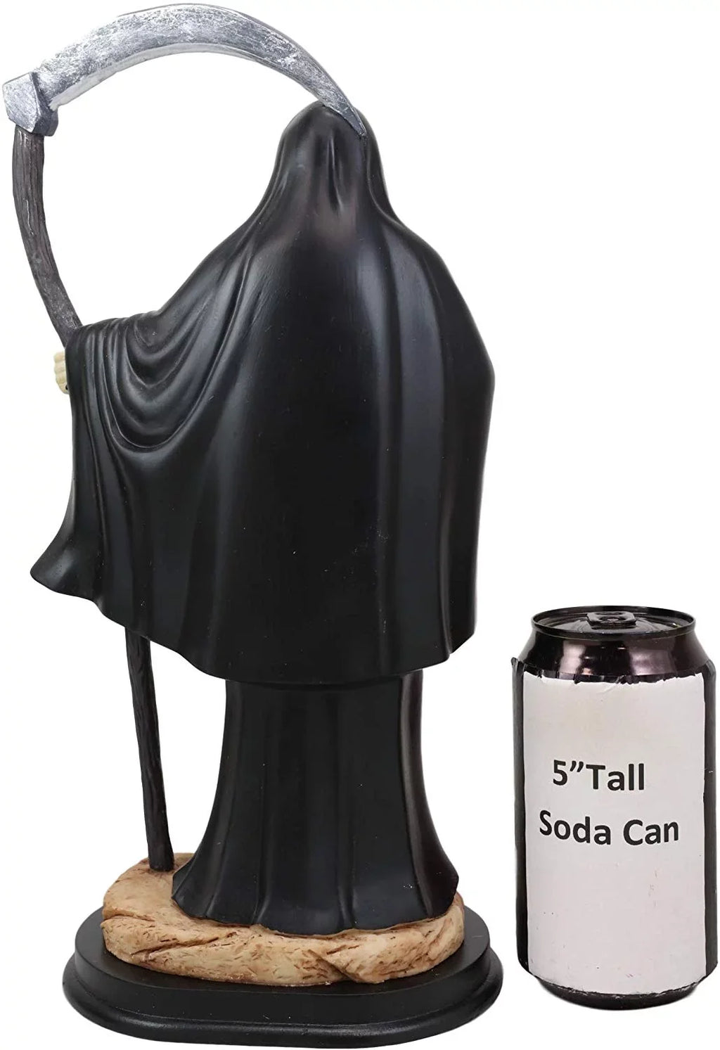 Tall Tunic in Ebros Statue Robe Holding Santa Muerte Holy Scythe Black 12.75"