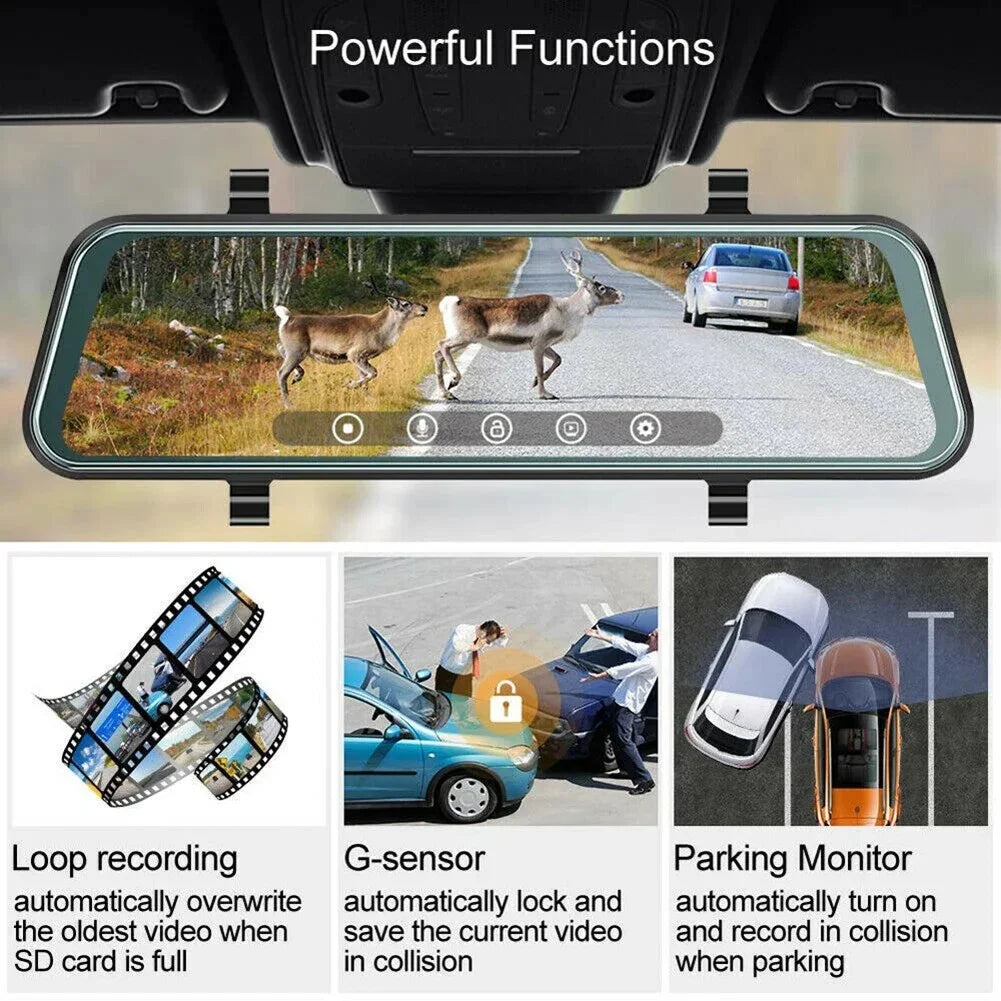 Rear For Dashcam Video Front Rearview Cam HD Touch Car Mirror Dropshipping Screen Dual Recorder DVR 10-Inch