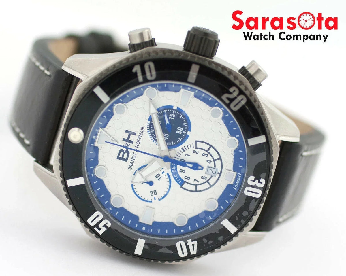 &amp; Watch Leather Quartz Chronograph Men's Dunbar Brandt 14060 B&amp;H Swiss Hoffman