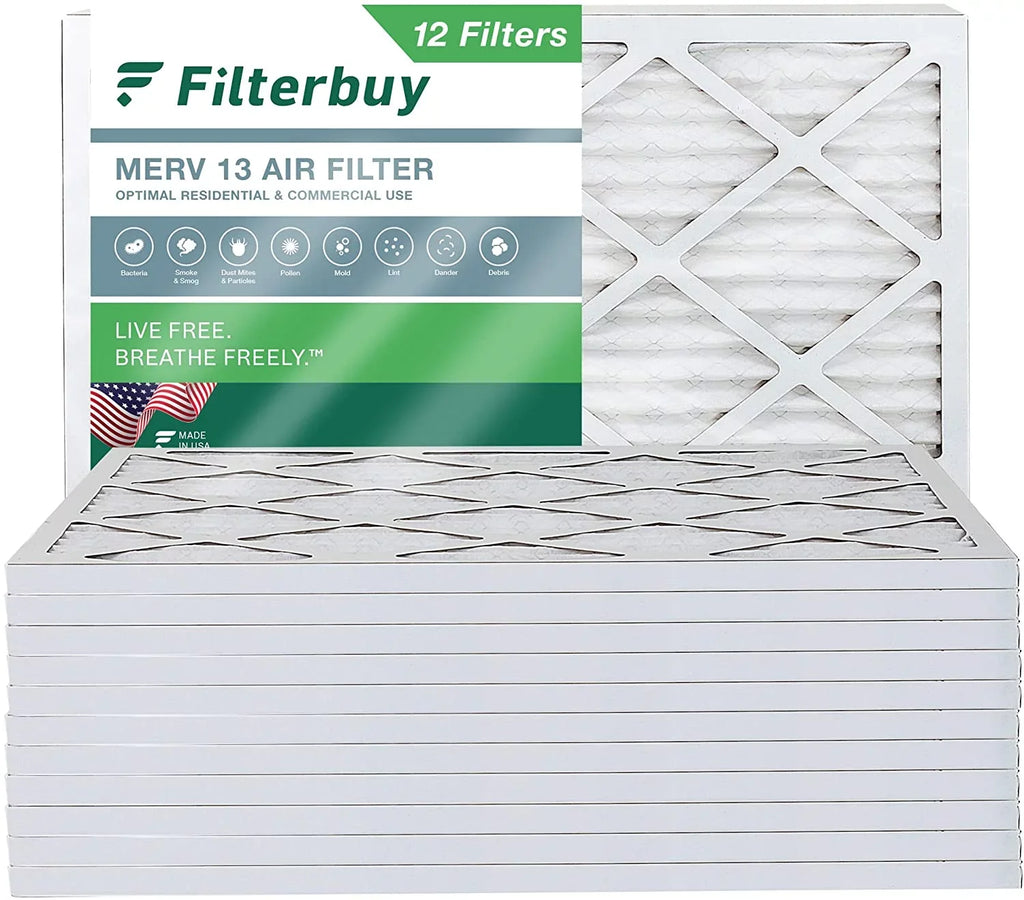 Filterbuy Furnace Air AC MERV Pleated 13 (12-Pack) 16x18x1 Filters HVAC