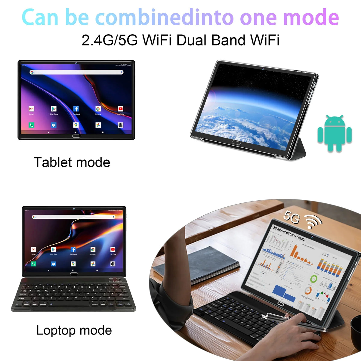 64GB with 10" Android Core 11 Rom Bluetooth Wifi 4GB Tablet Ram Tablet Arm Gps Octa Keyboard Cellular