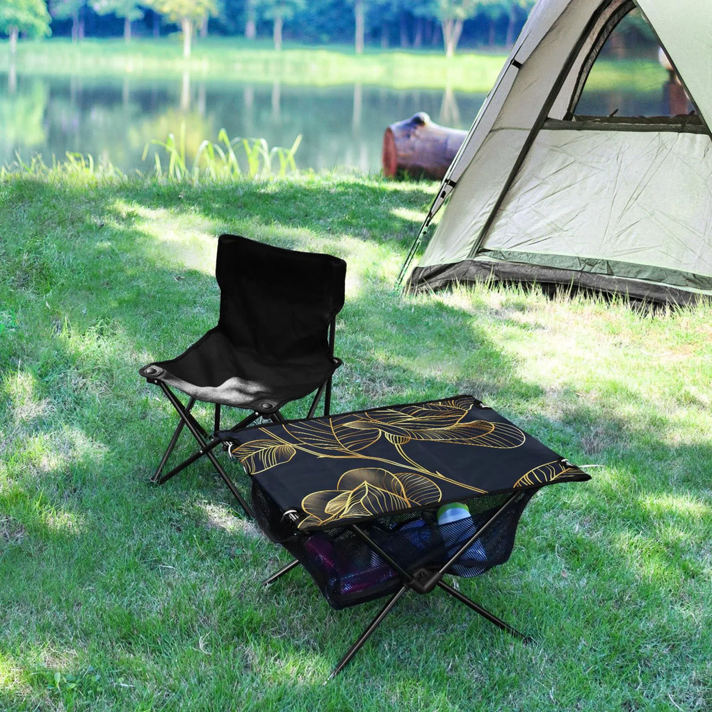 Bag Beach Luxury with Flower BBQ Portable Compact Picnic Travel Golden exterior Camping Storage Fishing Table Table Rose Folding Table for