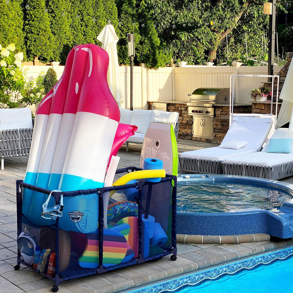 design x x Floats Storage Mesh Yours Floats, Toys, Height, Essentially Balls 25" Organizer H), Holder, Rolling Noodles Bin, Blue 28" Pool 563009 W Large, and L Kids Equipment (43"