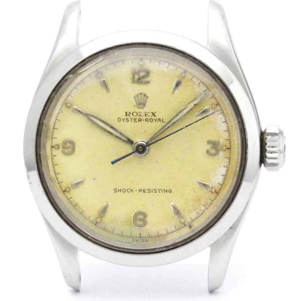 Hand-Winding Vintage Royal Steel Stainless Watch Pre-Owned Oyster 6244 BF560574 (Fair) Mens