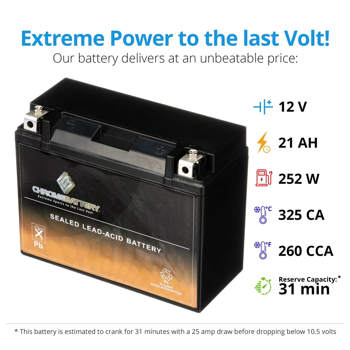650 Prowler 260 (50-n18l-a3 Battery Cat Chrome Utv 2008 for Arctic Volt,20 Battery 12 Cca) 650cc Ah, Y50-n18l-a3