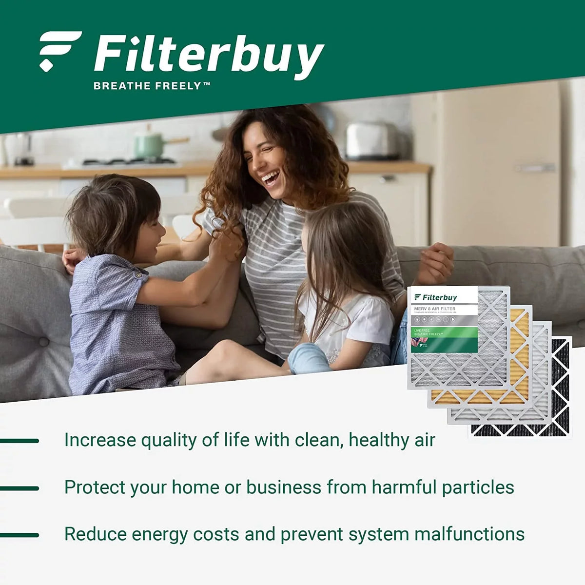 Filterbuy AC Pleated 20x20x1 HVAC Air (2-Pack) MERV 11 Filters Furnace