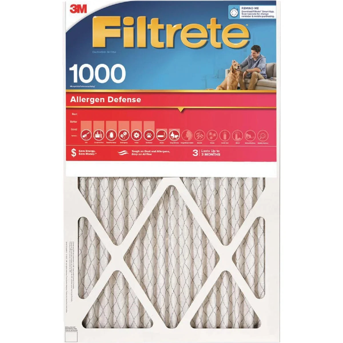 1 x 1000/1085 1 MPR In. PK, Allergen In. Furnace 30 Filter x In. 14 Defense Filtrete