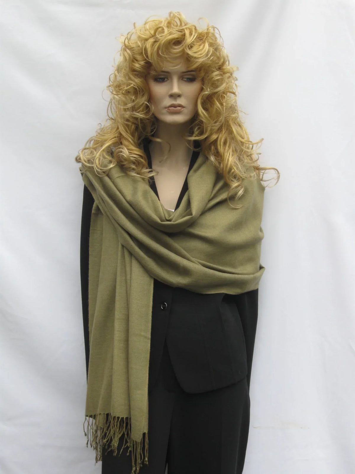 Scarf/Wool/Silk (Olive Shawl/Shawls/Scarf/Scarves/Wrap/Stole/Muffler/Cape/Ruana/Blanket/Throw/Pashmina Regular Shawl/Cashmere Shawl) Green
