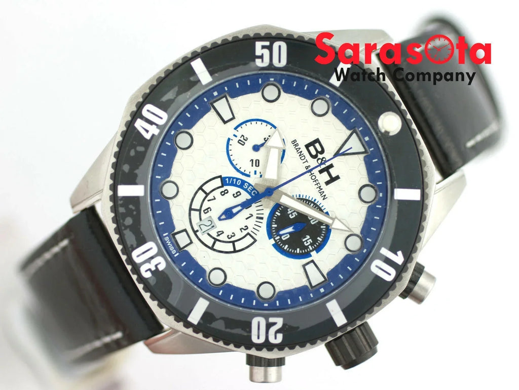 &amp; Watch Leather Quartz Chronograph Men's Dunbar Brandt 14060 B&amp;H Swiss Hoffman