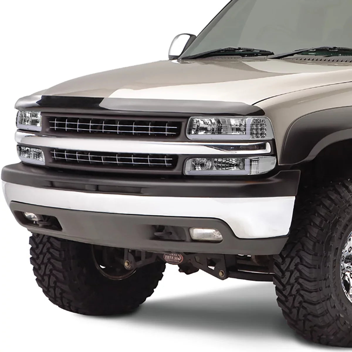 DRL 1999 to HL-LB-CSIL99-CH-CL1 2000 Motoring 2500 Truck LED Suburban Bumper to 03 04 Lamps Chrome/Clear DNA 1500 2002 05 01 Signal Fits Chevy Tahoe Silverado Headlight 2006
