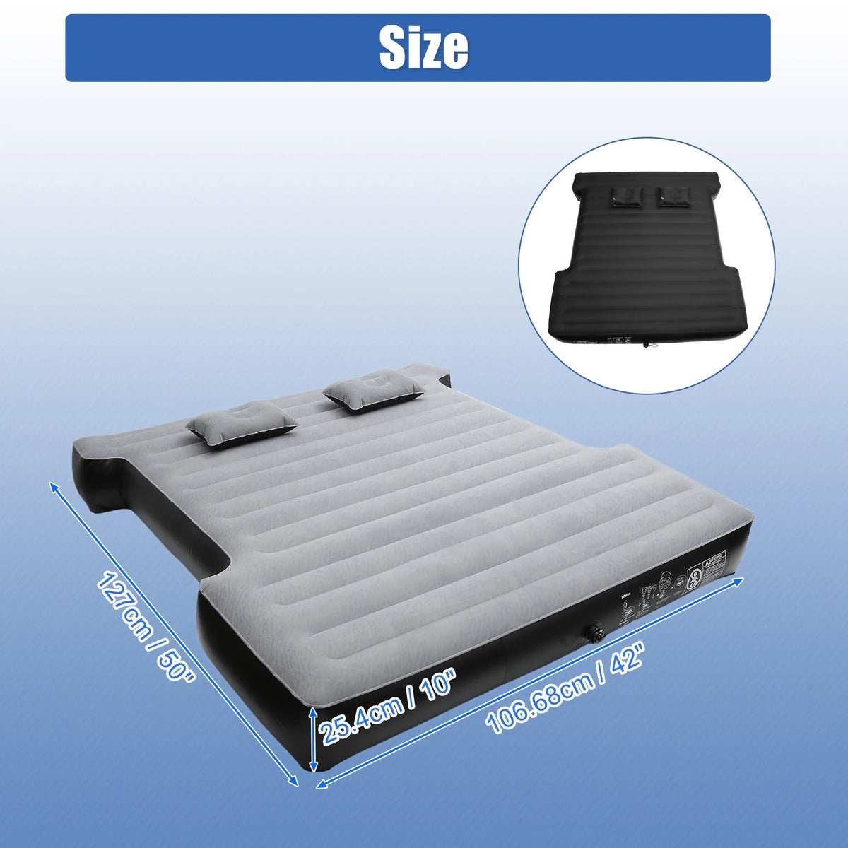 Full-dimension Unique Pump Bargains Short 5.5-5.8ft Air Kit with Inflatable Electric Gray Truck Bed PVC Thickened Universal