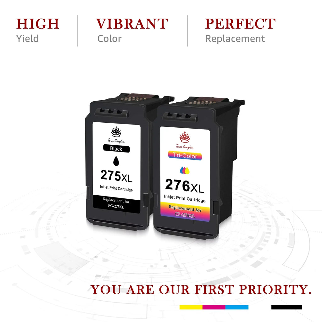 276 for Ink Pixma 275 (2 TS3520 275 Capacity PG-275XL TR4720 Cartridges TS3500 High Ink Ink TR4700 Canon 275XL Printer for and Black, 276 TR4722 Cartridges Color) TS3522 CL-276XL 1 276XL