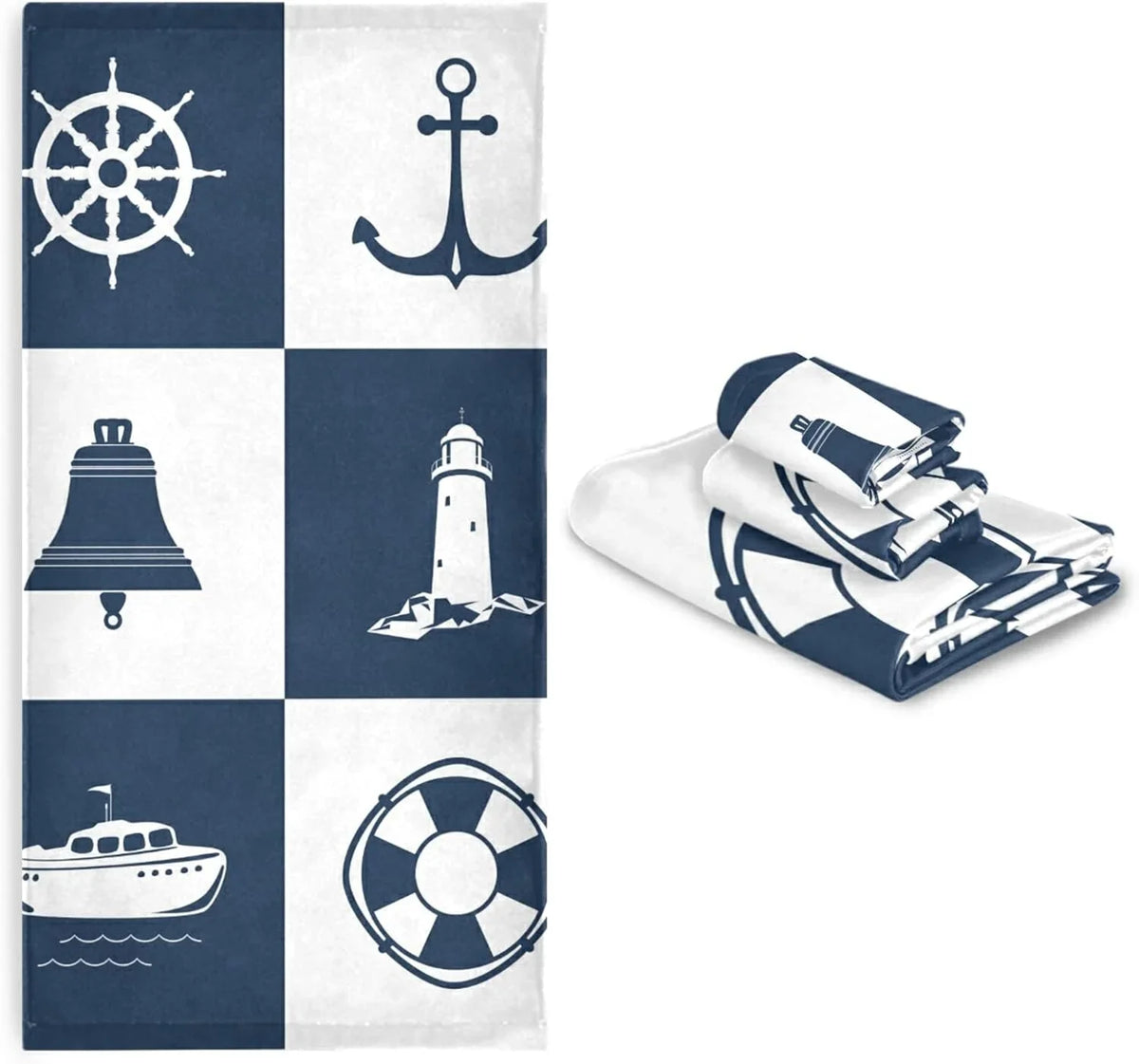 for Soft Cotton Sailing Anchor Decorative Towels Hand Piece 3 Absorbent Fingertip Dreamtimes Towel Bathroom Lighthouse Checked Bath Towels Sets Vessel