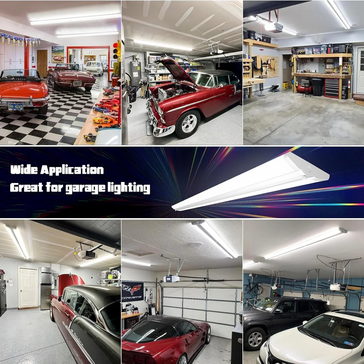 8 Lights, Office 12500LM, 110W Equiv.], Compact Strip for Garage Commercial Shop 8FT Warehouse, LED Slim 5000K, QCAI LED Foot [6-lamp Pack T8 Flush Wraparound Ultra 4 Light Grade Mount Fluorescent