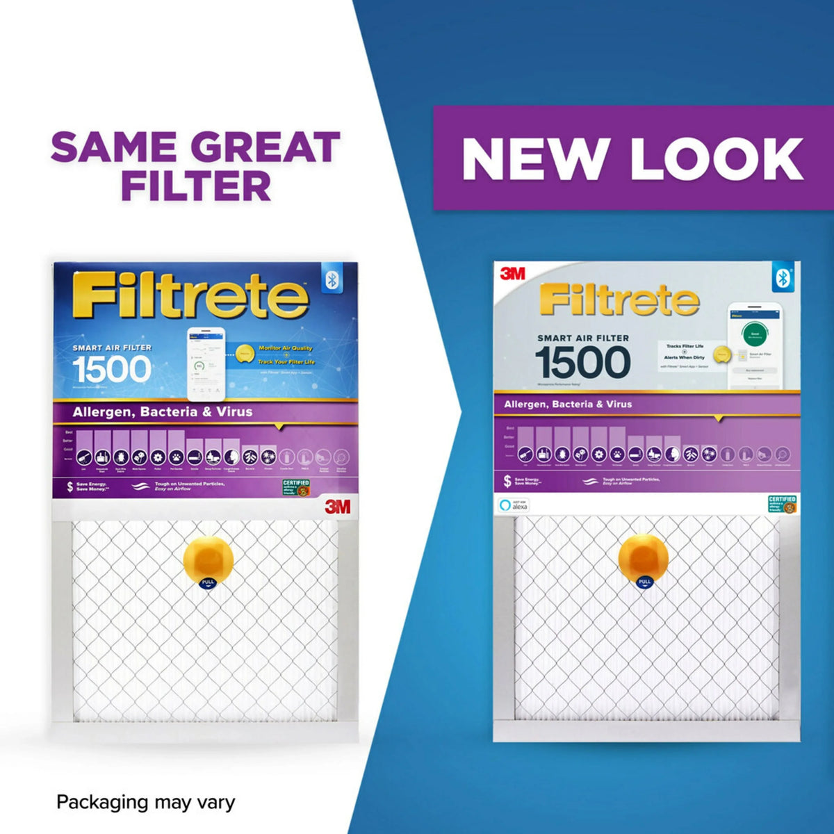 1500 Bacteria Filter Filter, Air 12, 14x20x1 MERV 1 Allergen, Virus, Smart MPR Filtrete