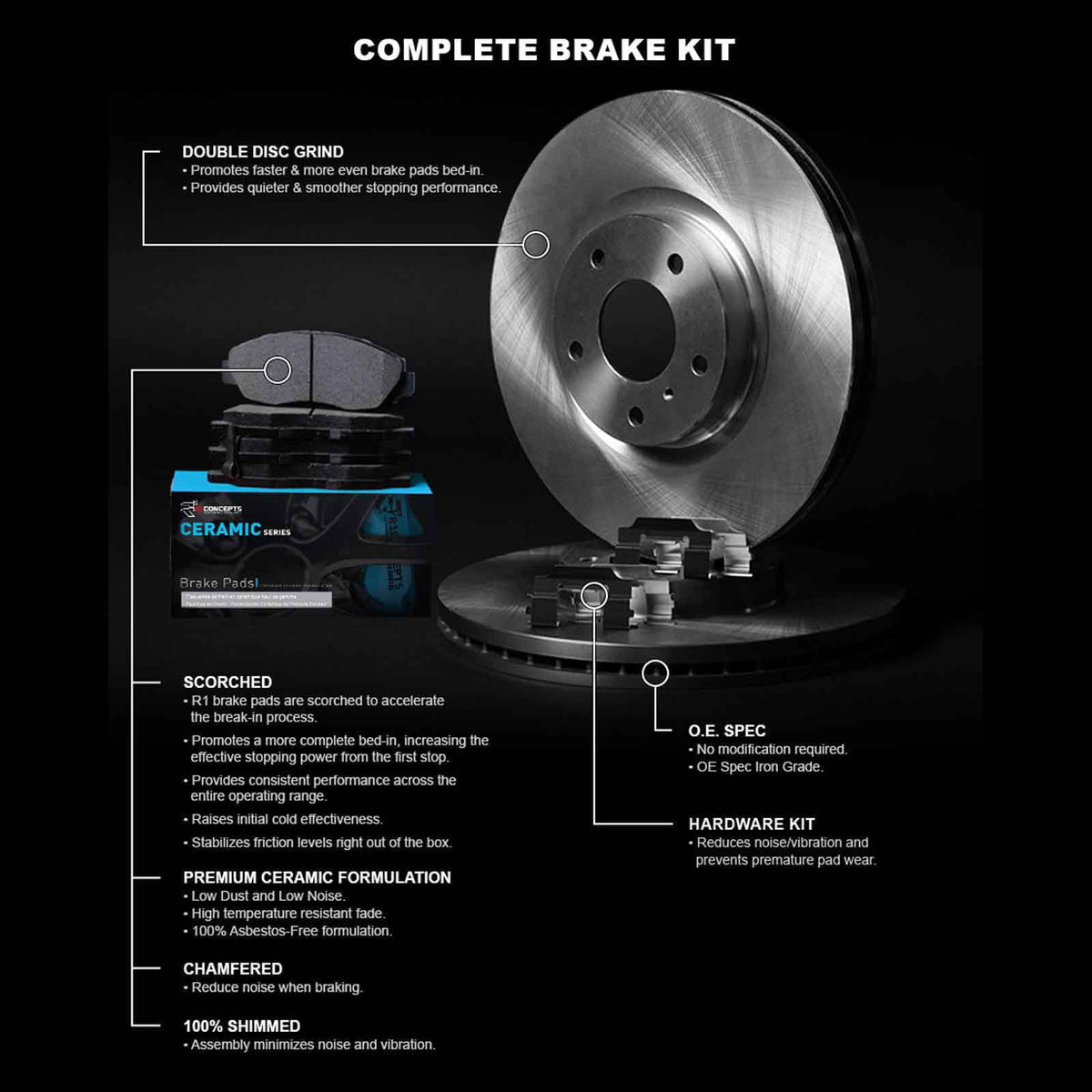 CHEVROLET LS CHEVROLET Series MALIBU E 2017-2022 Line select: Concepts 2016 Brake R1 Concepts With MALIBU Ceramic R1 47078 Wfwh1 Fits LT, Rotor