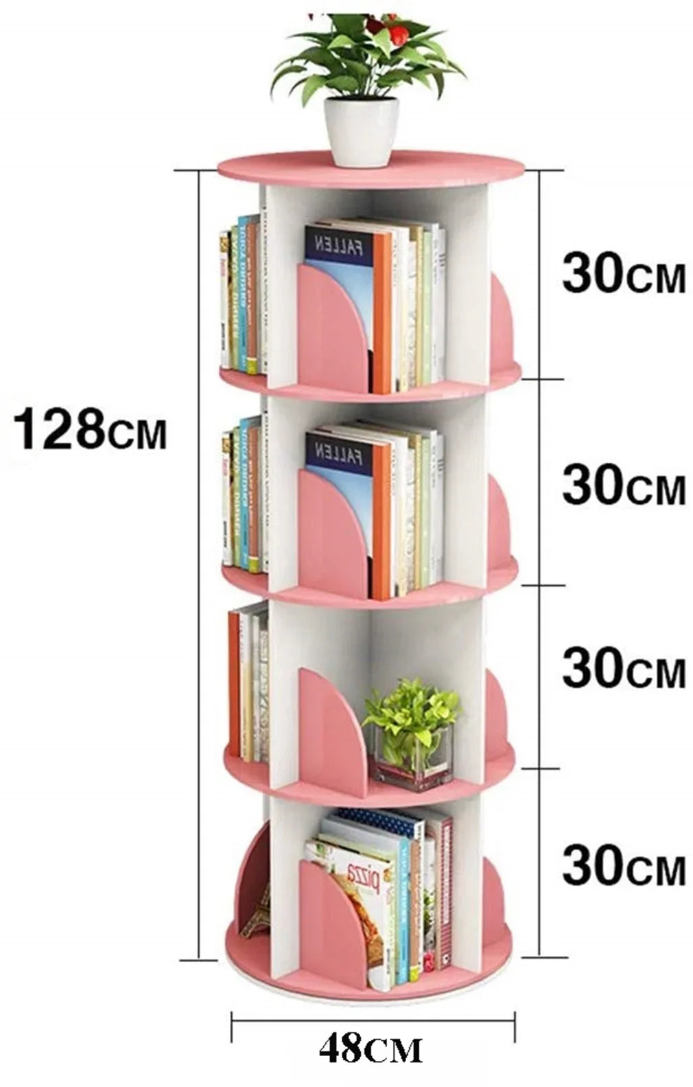 Shelves Stackable 360° 4 Rotating Organizer Bookshelf Tier