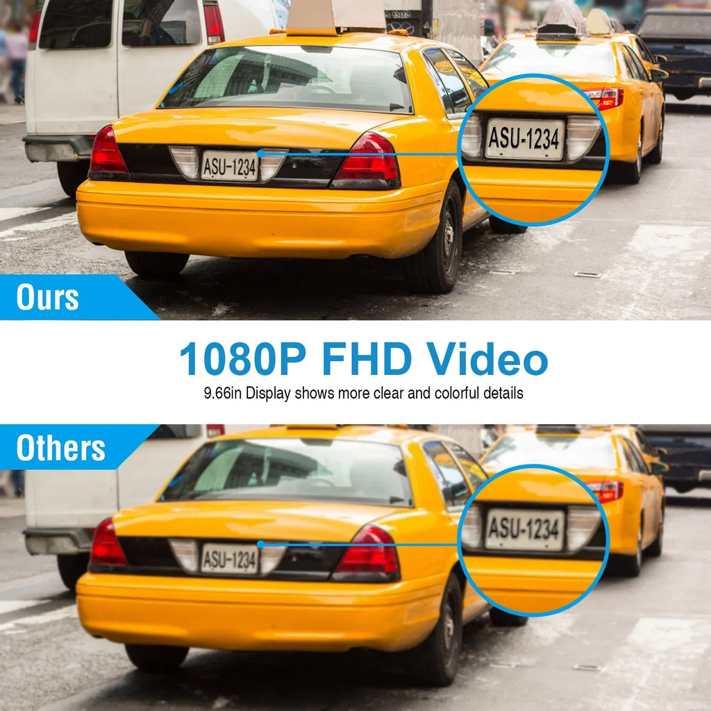 iNova FHD Vehicle with DVR Recording Driving Recorder Dash Sensor 1080P Parking 9.66In Car G Camera Monitoring Seamless