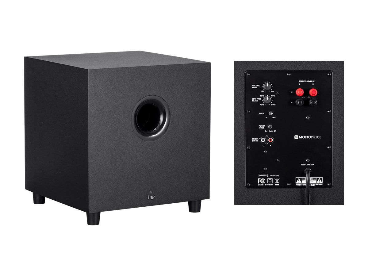 With Immersive 200 Monoprice - Premium 8 5.1.4-Ch. Inch Home Black System Watt Subwoofer Theater