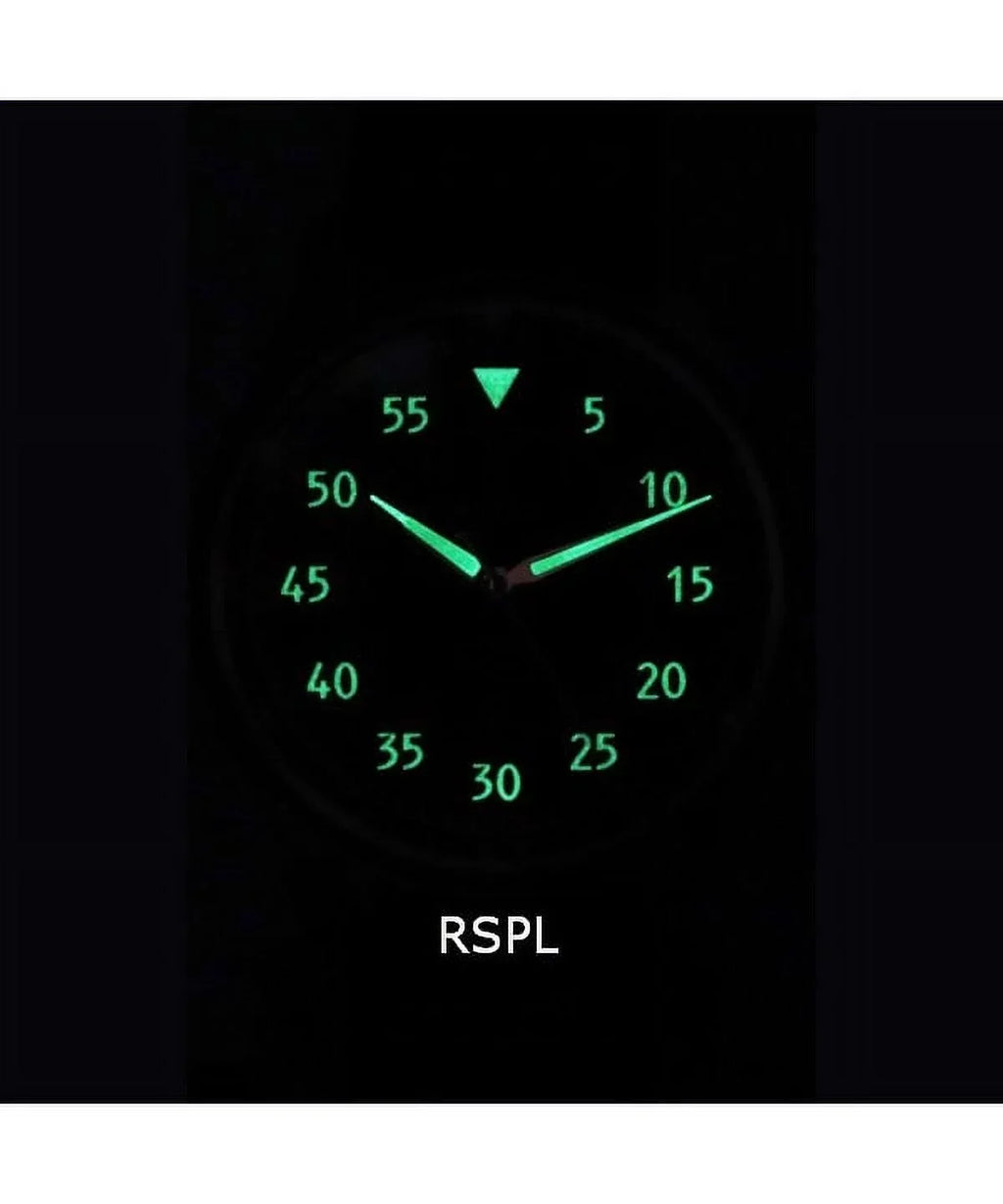 Black Automatic RTS320 Watch Ratio Skysurfer Pilot Leather Textured 200M Men's Dial