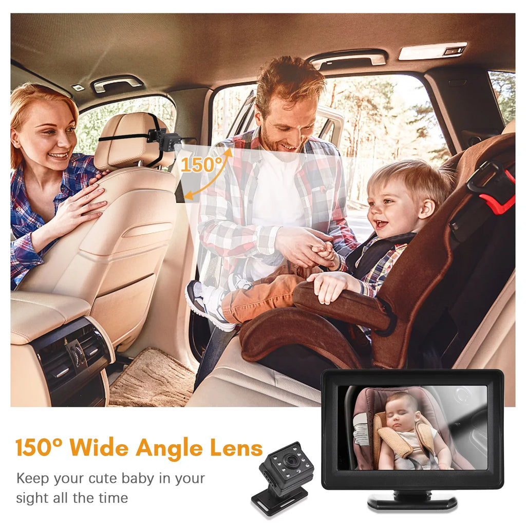 Easy Seat Baby Seat View Wide Car Monitor Vision Car Camera Baby for Night Display Camera Monitor 720P 4.3 Facing Inch Rear Mirror Car Mirror moobody Installation 150° Baby