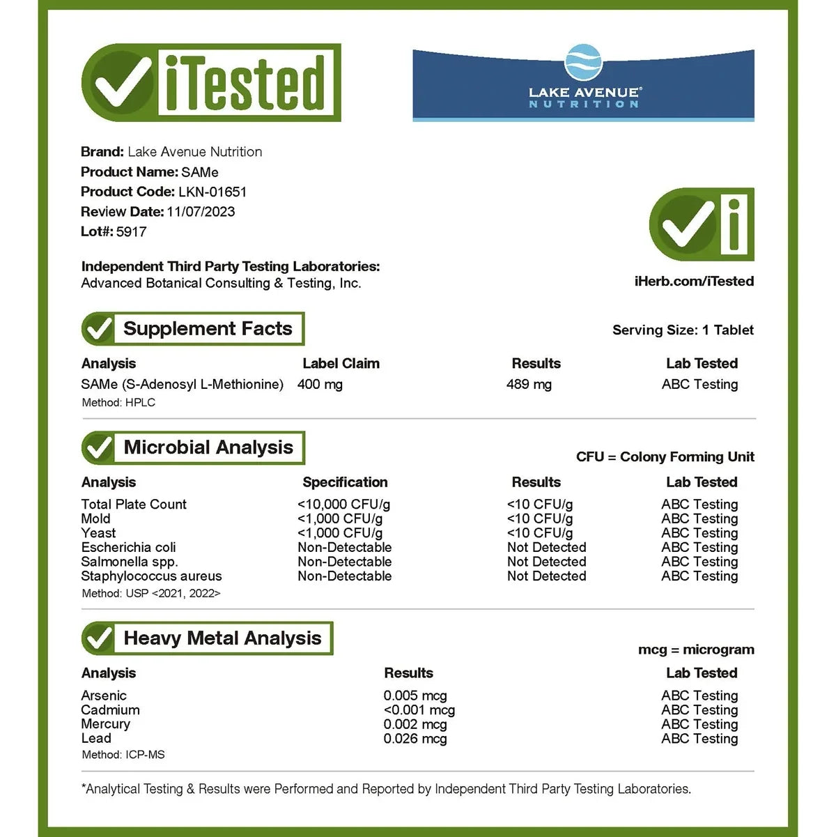 ( Coated 400 Tosylate), Lake SAMe Avenue 60 Tablets mg, Disulfate Nutrition Enteric
