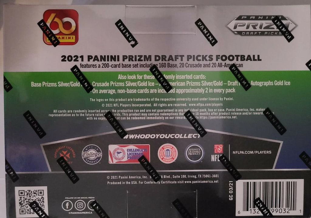 pks/bx, Prizm Gold Panini Autograph Picks Prizm Ice MEGA Football Box (12 ONE 2021 card/bx) Draft
