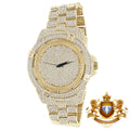 Bling Techno Gold Pave Finish Yellow Simulated Crystal Fully Diamond Men's Watch