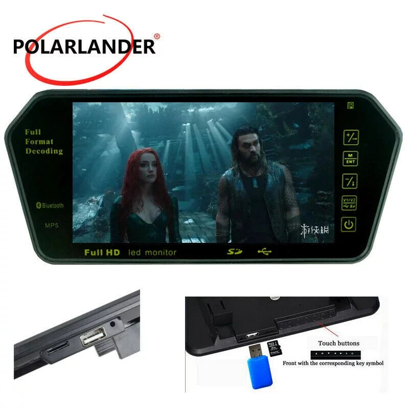 Photo Full with Mp5 FM Display Slot Car RearView Monitor TF inch Car 7" Built-in USB Bluetooth LCD HD Mirror TFT