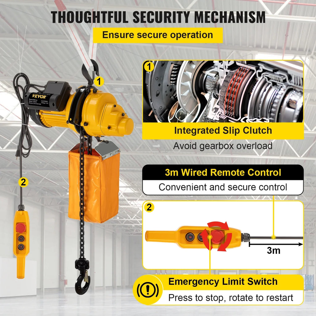 lbs Pulley Remote Ceiling Electric Used Winch Control, Overhead 10ft Height, of Hoist, Lift Crane 14.8ft w/ In Winch Factories, Garage VEVOR 1100 Warehouses, Wired Electric 110V Construction Lift