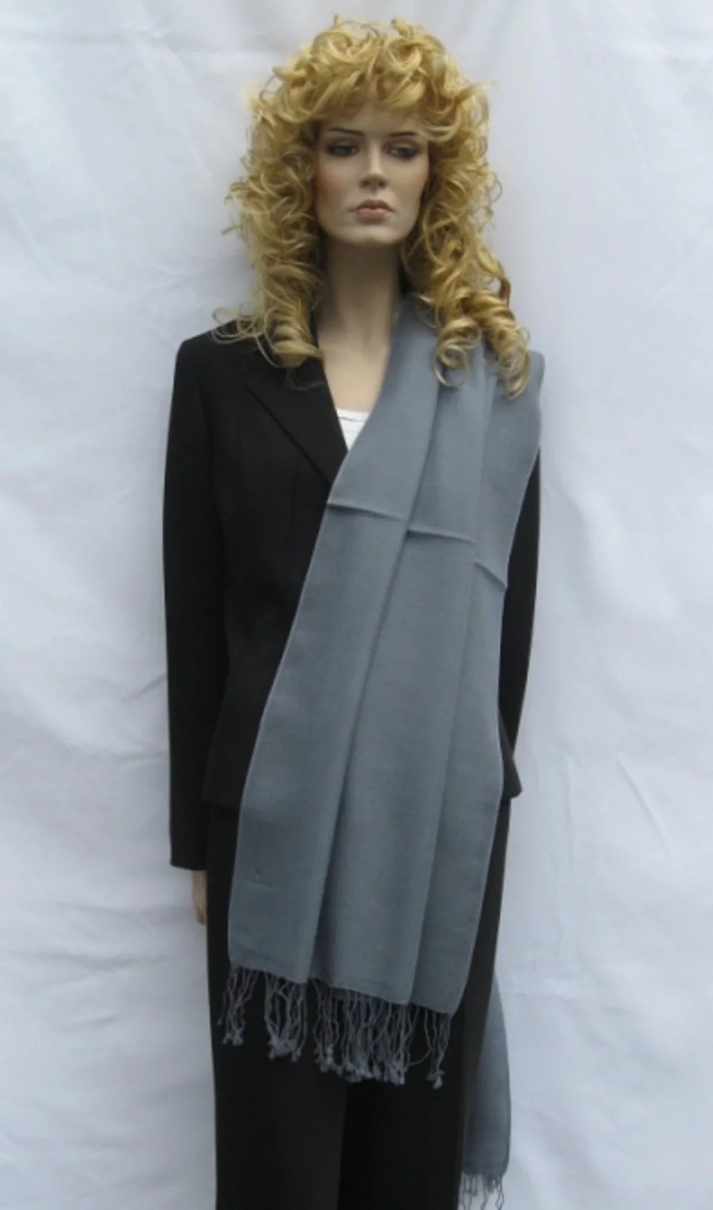 Grey Shawl/Shawls/Scarf/Scarves/Wrap/Stole/Muffler/Cape/Ruana/Blanket/Throw/Pashmina Shawl/Cashmere Shawl) (Slate Scarf/Wool/Silk Regular