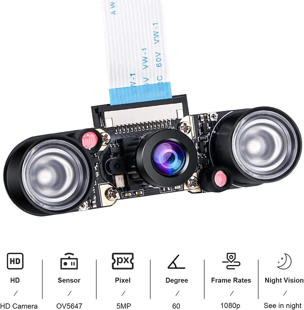 Compatible 4 Video OV5647 5MP Night Camera 1080p Camera Adjustable-Focus Module Vision Pi Raspberry Webcam