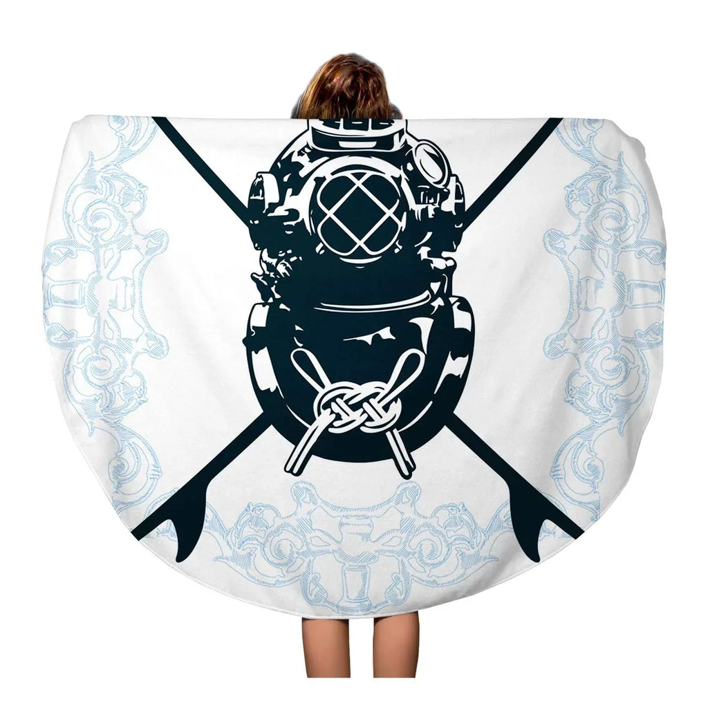 Circular Circle Classic Shield Tapestry inch Towel Surfboard 60 SIDONKU Activity Beach Aqualung Suit Surf Blanket Mat Diving Throw Round Towels Beach Travel Antique