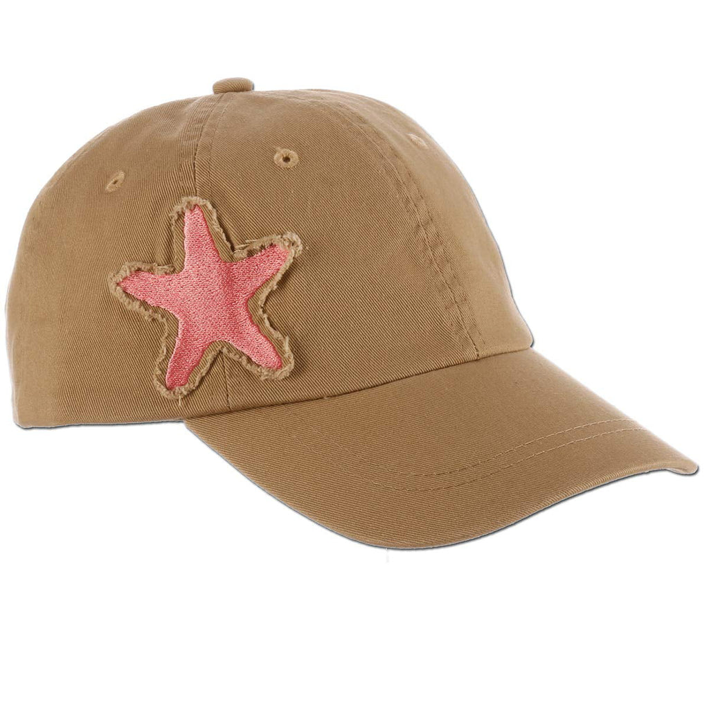 Cap Twill, Frayed Starfish) 3" Creatures (Khaki Bill, Brim Jack Panama Lightweight Cotton Patch - Women's Baseball Sea Packable,