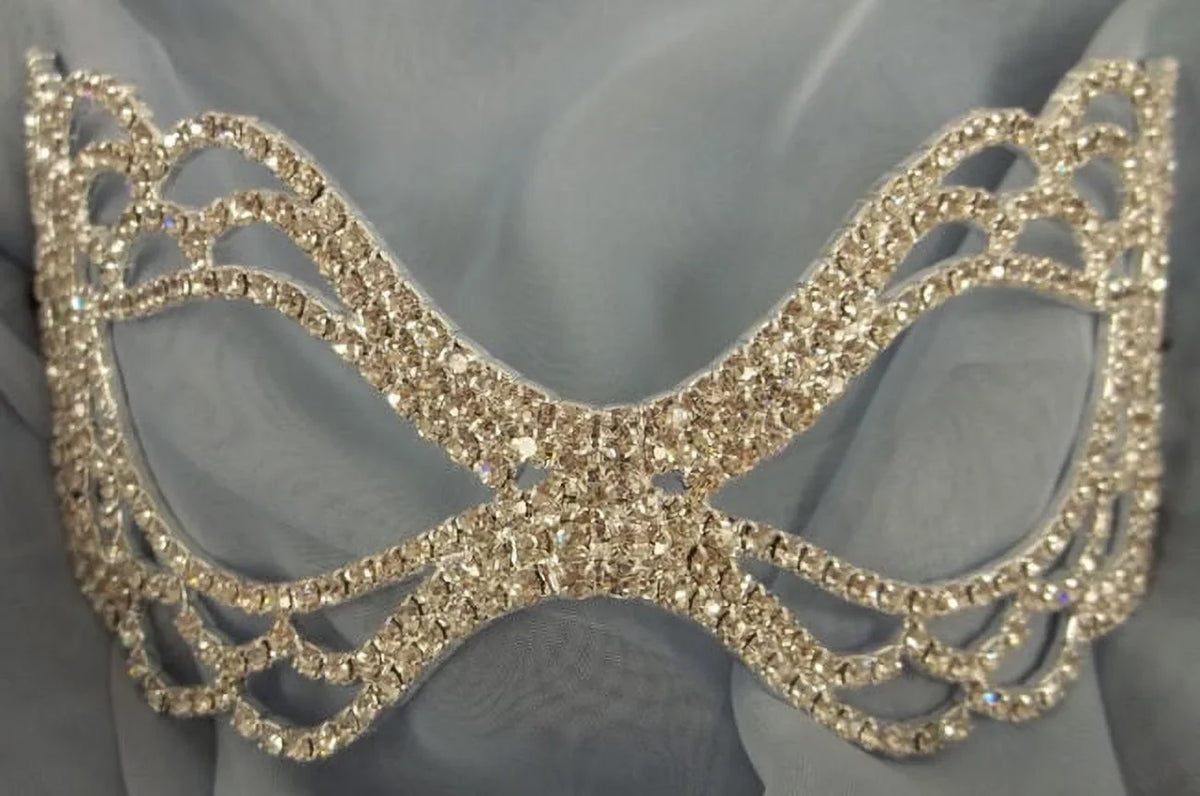 Rhinestone Bow Masquerade Wedding Crystal Mask Laser Venetian Bridal