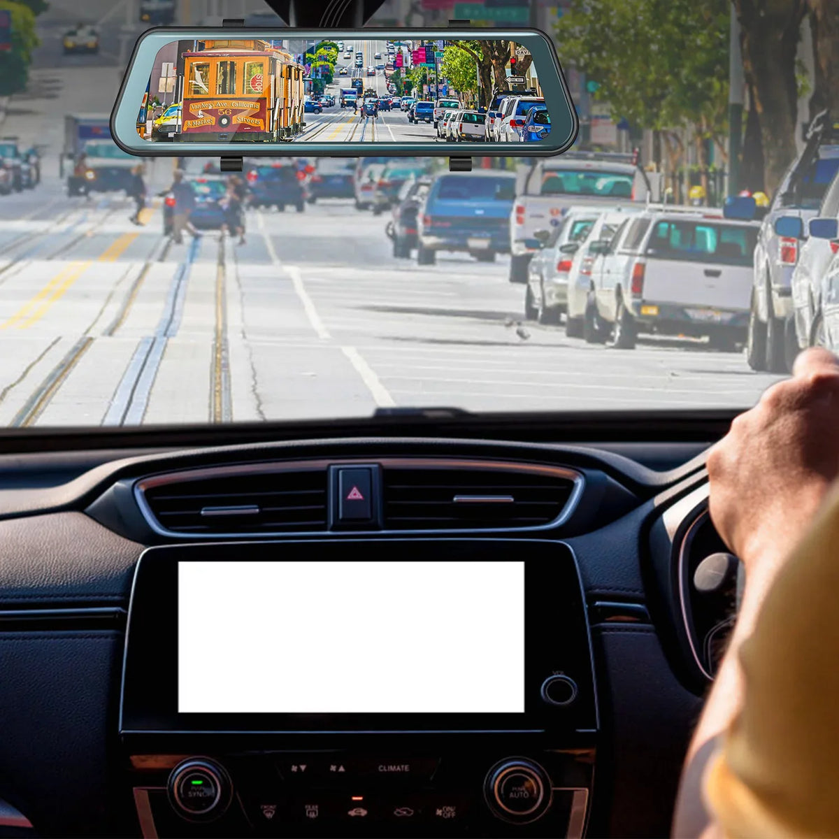 iNova FHD Vehicle with DVR Recording Driving Recorder Dash Sensor 1080P Parking 9.66In Car G Camera Monitoring Seamless
