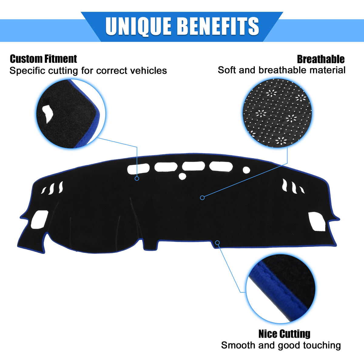 2017-2020 Center Unique Console Protective Nissan Dashboard Bargains Blue Polyester Cover Car for Kicks Compatible