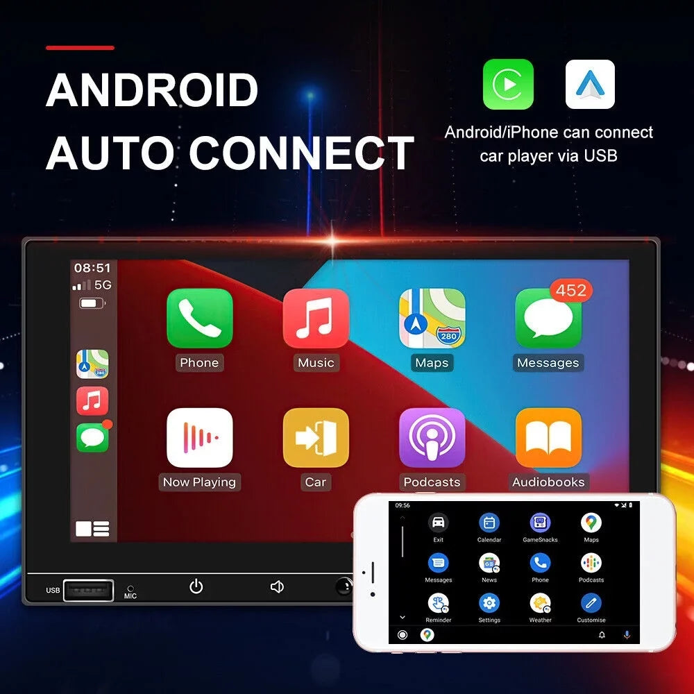 Carplay FM 7" Screen, Car Stereo KingFurt & with Play Link Android MP5 Camera Radio, Mirror Auto HD
