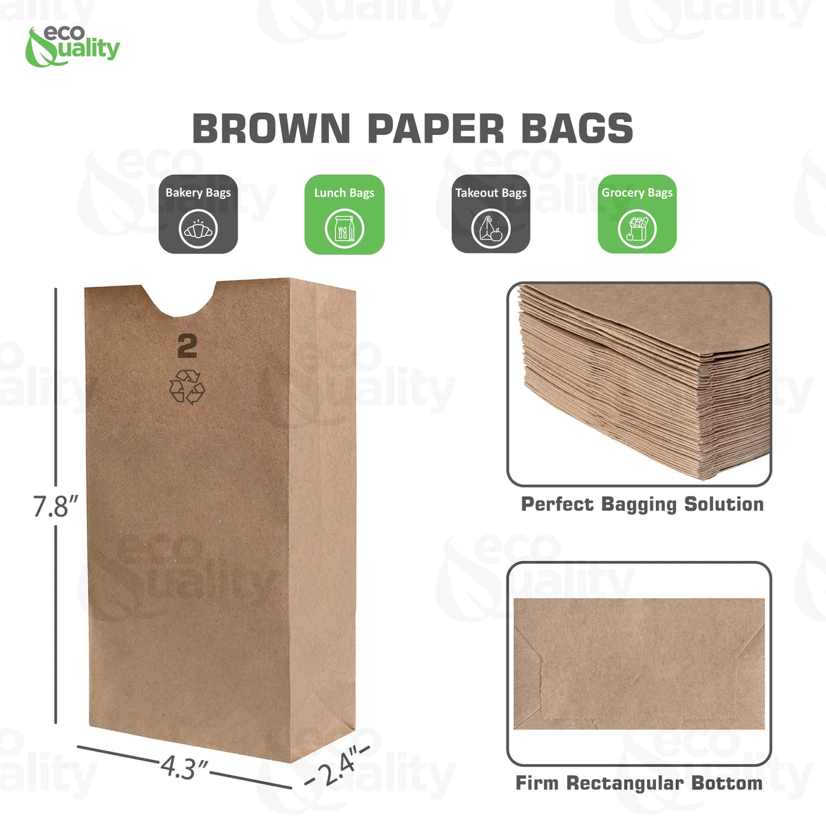 Mini Snacks, (2 x by - (2 [1500 lb) Bags Count] Kraft Bags, 5/16" Capacity) Grocery, Lunch Small Party Small EcoQuality x Bags, Brown (4 Bag Pound Paper 7 Merchandise, Gift Paper 7/16" 2 7/8")