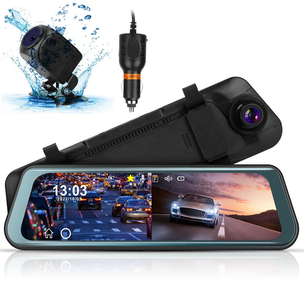 iNova FHD Vehicle with DVR Recording Driving Recorder Dash Sensor 1080P Parking 9.66In Car G Camera Monitoring Seamless