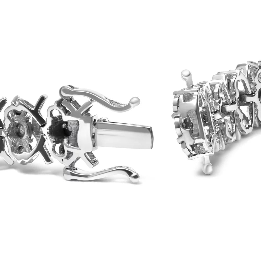 Clarity) (I-J Brilliance Inches Clasp cut 3 Row I2-I3 Link - Box Sterling Silver Set Diamond 7.25" 1.0 Haus Wave Cttw Womens Miracle Bracelet .925 Round of Color,