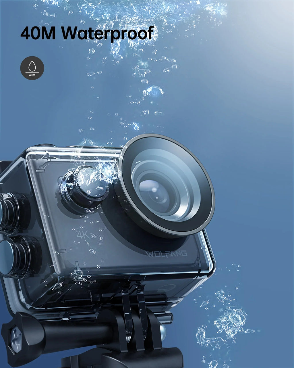 Cam Control Camera Angle EIS Camera Camera Screen WF 40M Action with 60FPS Underwater Waterproof Touch 4K 170° Remote Sport Wide 24MP Vlog