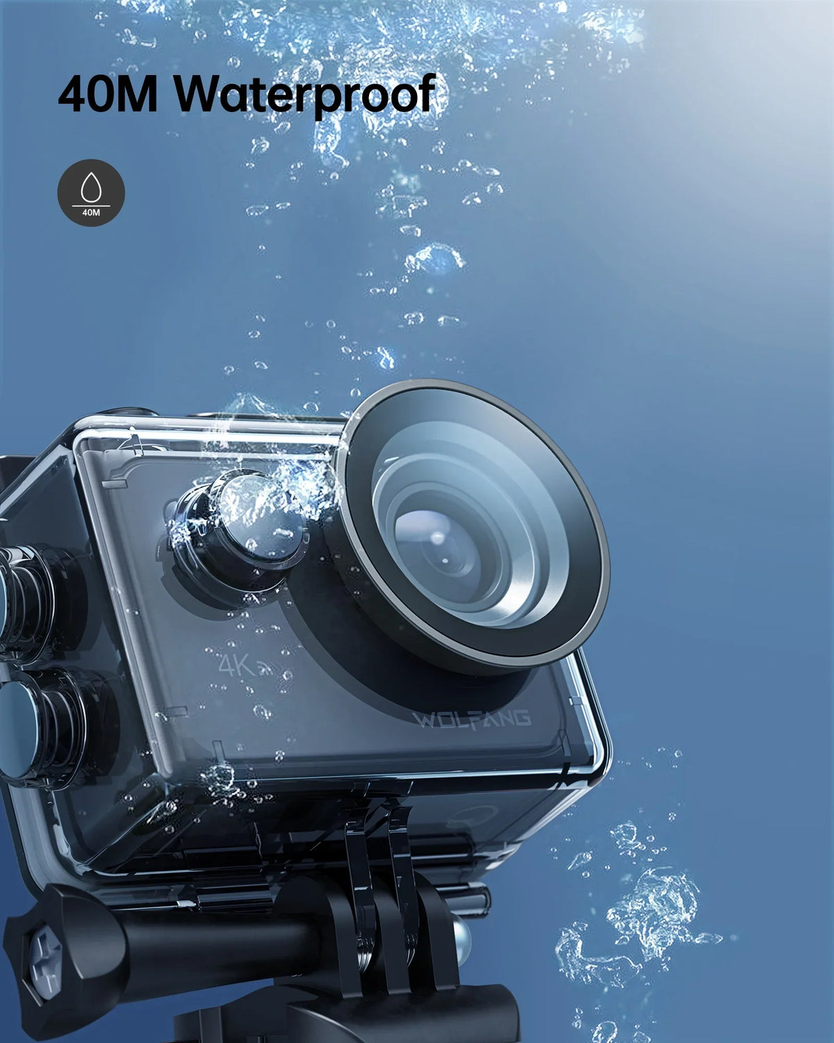 Cam Control Camera Angle EIS Camera Camera Screen WF 40M Action with 60FPS Underwater Waterproof Touch 4K 170° Remote Sport Wide 24MP Vlog