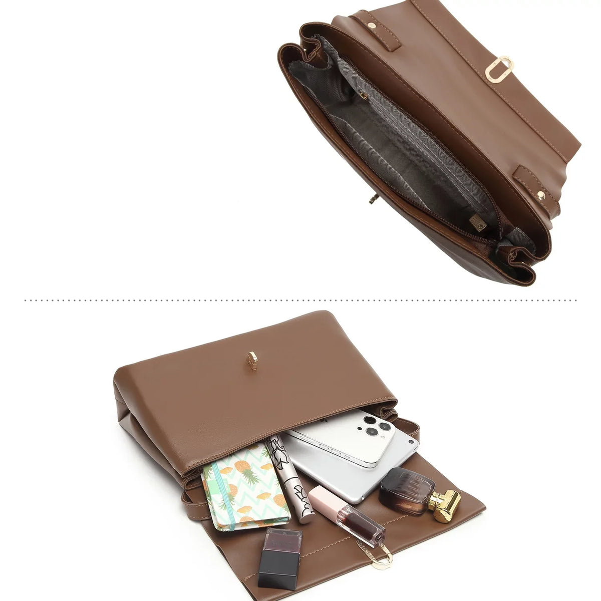 bags Women's Silk square Leather handbags bag crossbody Brown Flap Bag Handle Shoulder ladies hand PU Scarf bags women