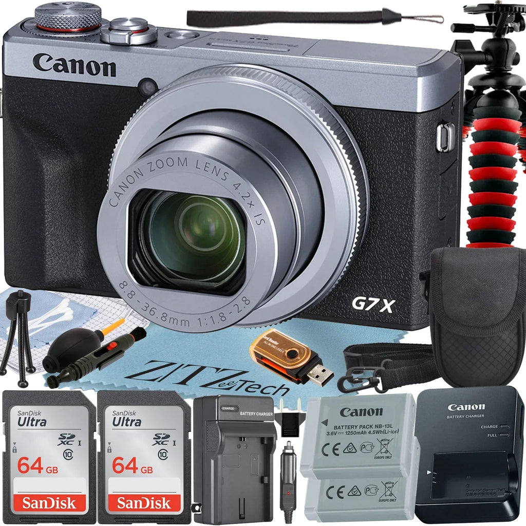with (Silver) G7 + PowerShot 64GB Card Professional Mark + Pieces Canon Case III + 2 Digital Bundle X Camera SanDisk ZeeTech Memory Tripod