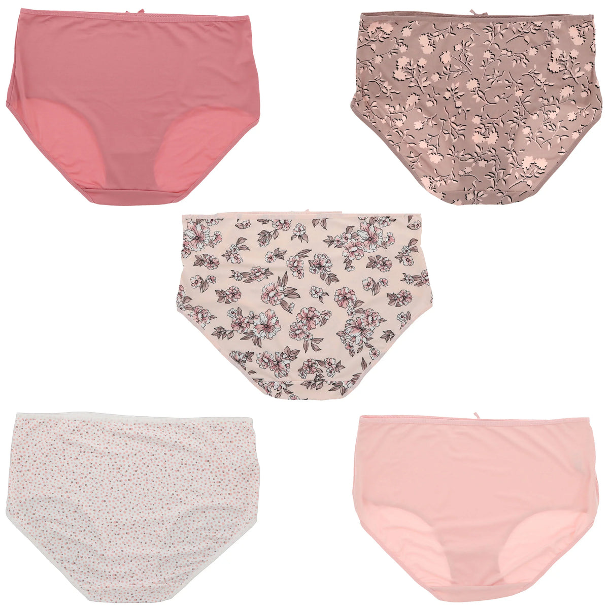 (5Pr) Classic Brief High Plus Dots) Rise Intimates Delta (X-Large, Pink Burke Sexy Floral Panties dimension Women's